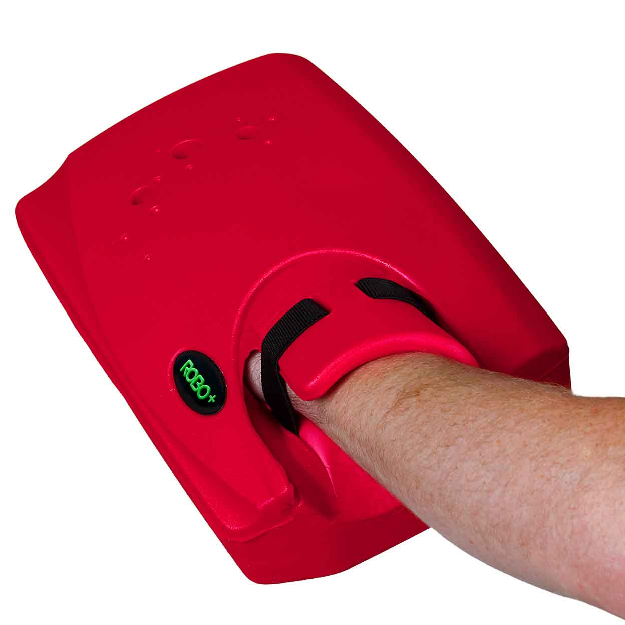 hand inside the red OBO Robo Plus Hand Protector - Left Hand