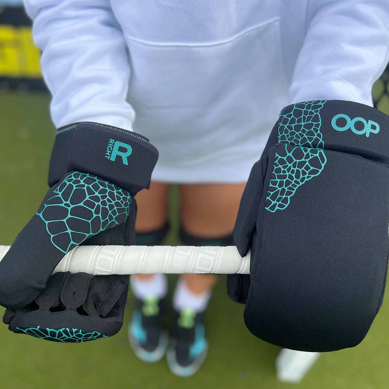 Player wearing the OOP Handover Penalty Corner Protectors.