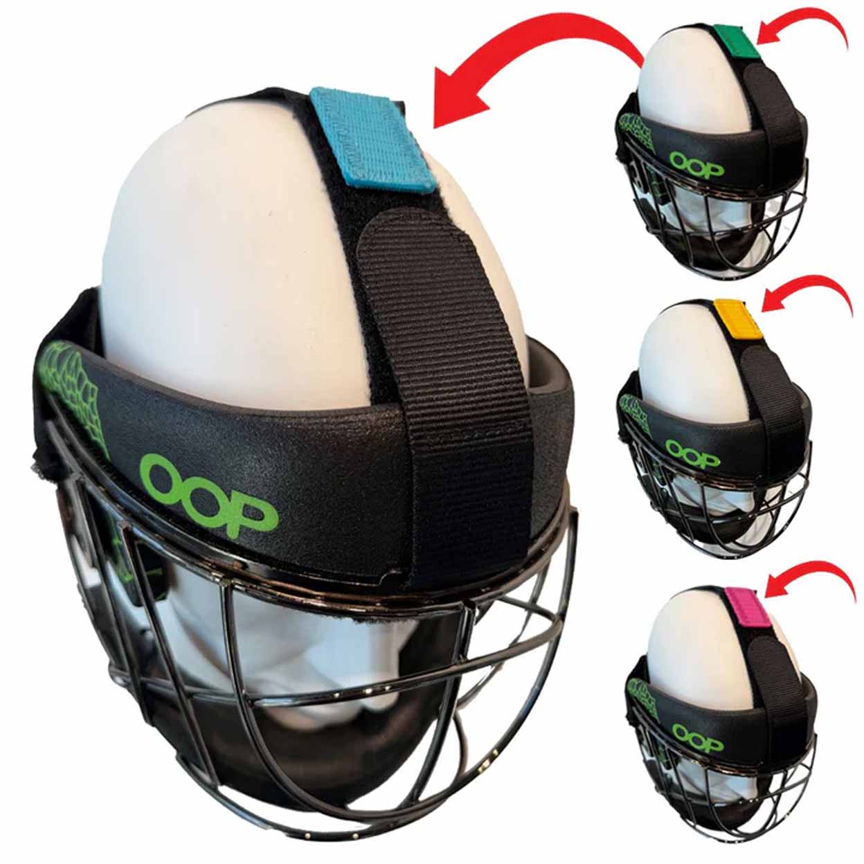 field hockey helmet with customizable faceguard on a white background