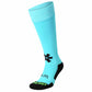 Light blue sock with black and green accents on a white background