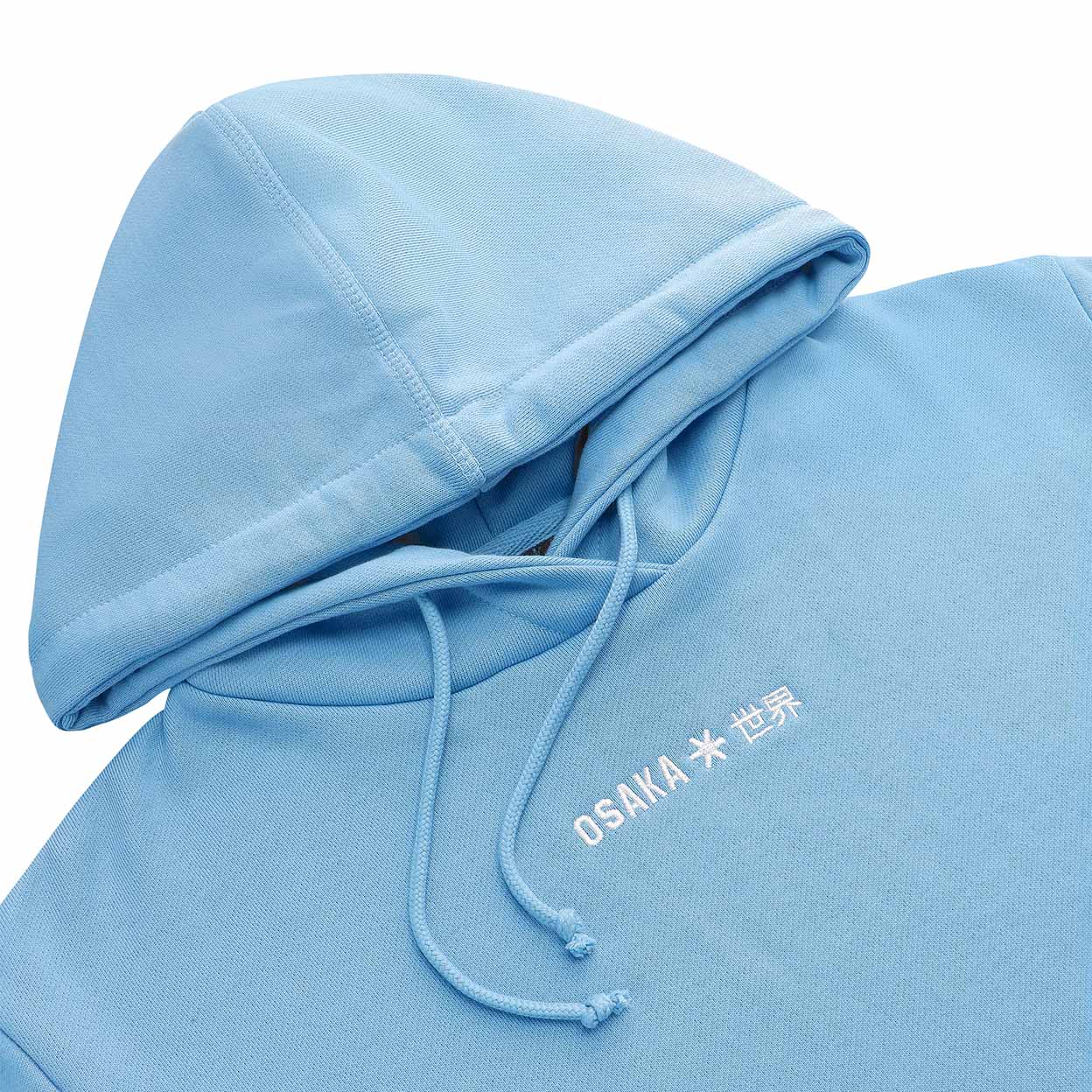Light blue hoodie with 'OSAKA' text on a white background