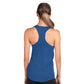 model showing the back of the blue USA Field Hockey Racerback Tank