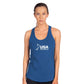 model wearing the blue USA Field Hockey Racerback Tank