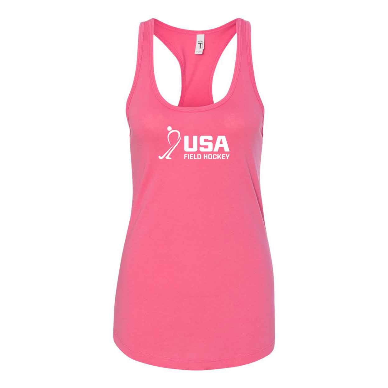 Pink USA Field Hockey Racerback Tank white logo