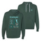 Green hoodie with text and graphics on front and back, featuring field hockey design.