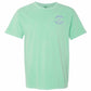 A mint green short-sleeve crewneck t-shirt with a small purple circular graphic on the left chest reading 'LONGSTRETH FIELD HOCKEY' around crossed hockey sticks.
