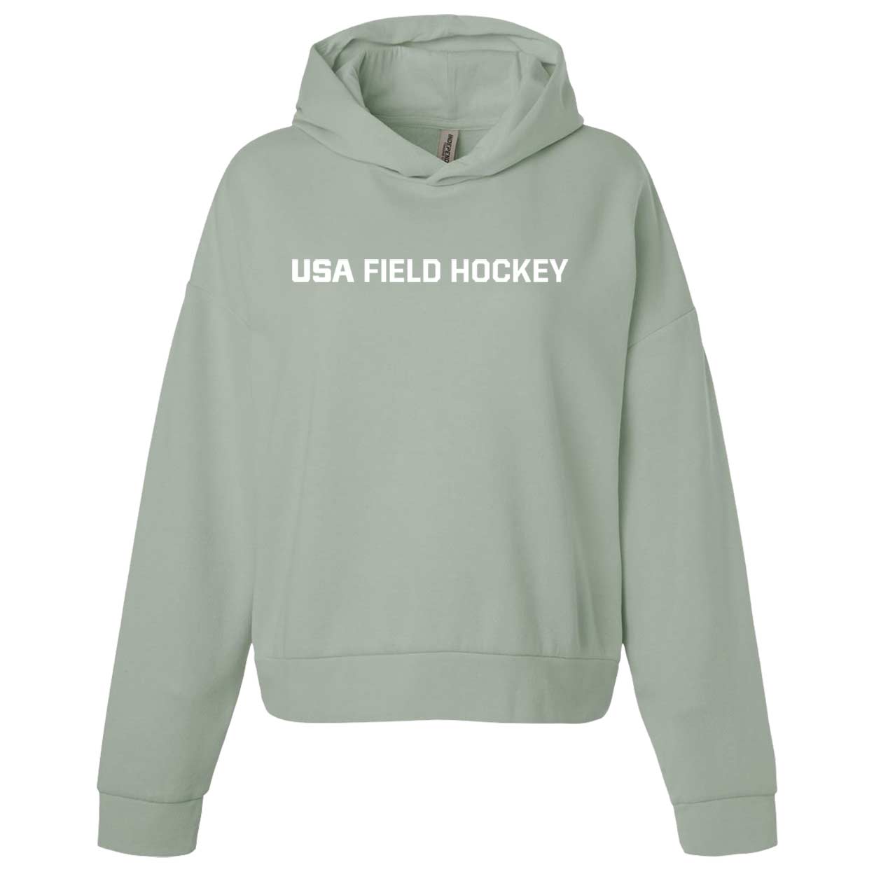 Sage green hooded sweatshirt with 
