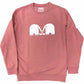 Pink sweatshirt with white elephant design on a white background