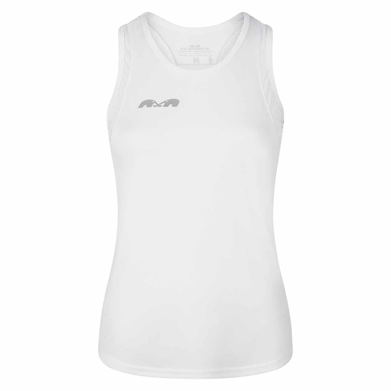 White tank top with a logo on a white background