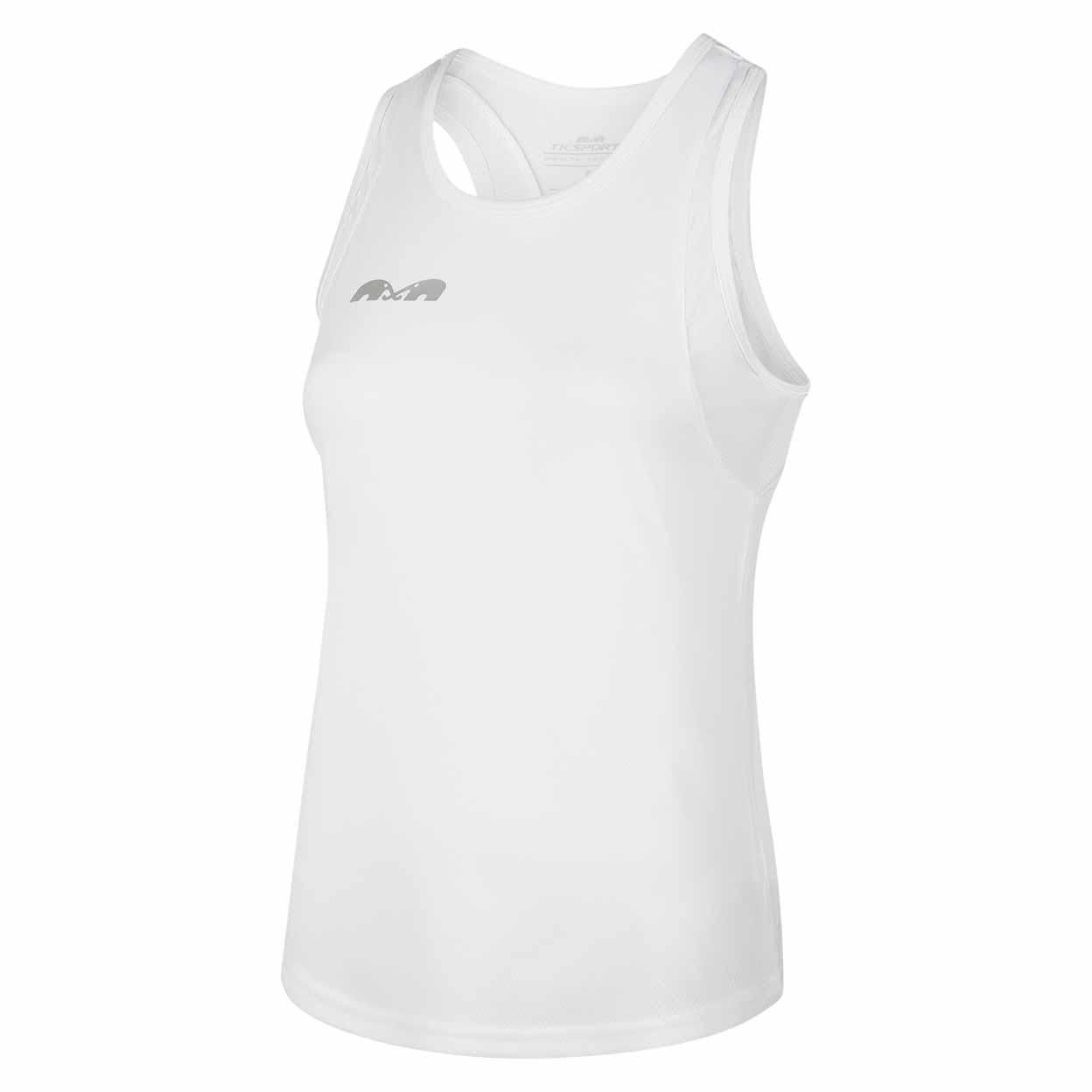 White tank top with a logo on a white background
