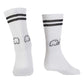 back view of the black and white TK Crew Socks