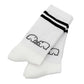 folded flat pair of black and white TK Crew Socks