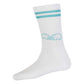 side of a single aqua and white TK Crew Sock