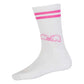 single side view of the pink TK Crew Socks