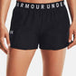 front of model wearing black Under Armour Women's Play Up Shorts 3.0