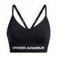 Black sports bra with Under Armour logo on a white background