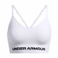 White sports bra with 'Under Armour' logo on a white background