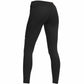 Back view of black Under Armour leggings with a white logo on the left hip.