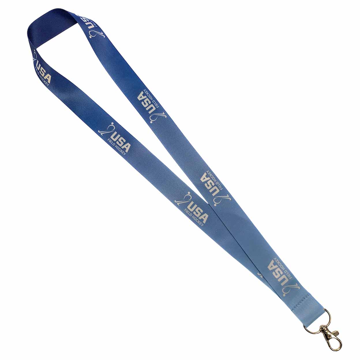 Blue lanyard with 'USA' text on a white background
