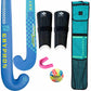 Gryphon hockey equipment set including a stick, shin guards, mouthguard, ball, and bag on a white background.