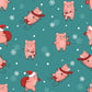 Festive piggies with snowflakes on a blue background