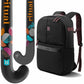 Black backpack with 'ritual' branding next to a colorful sports stick on a white background