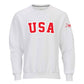 White USA Field Hockey Tackle Twill Crewneck