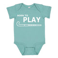 Teal Born To Play Field Hockey Onesie for babies.