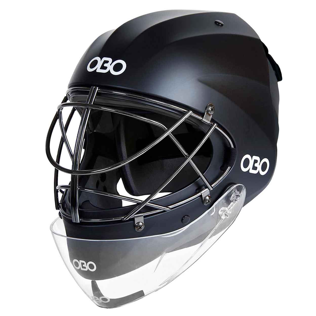 Angled view of the OBO Robo ABS Goalie Helmet