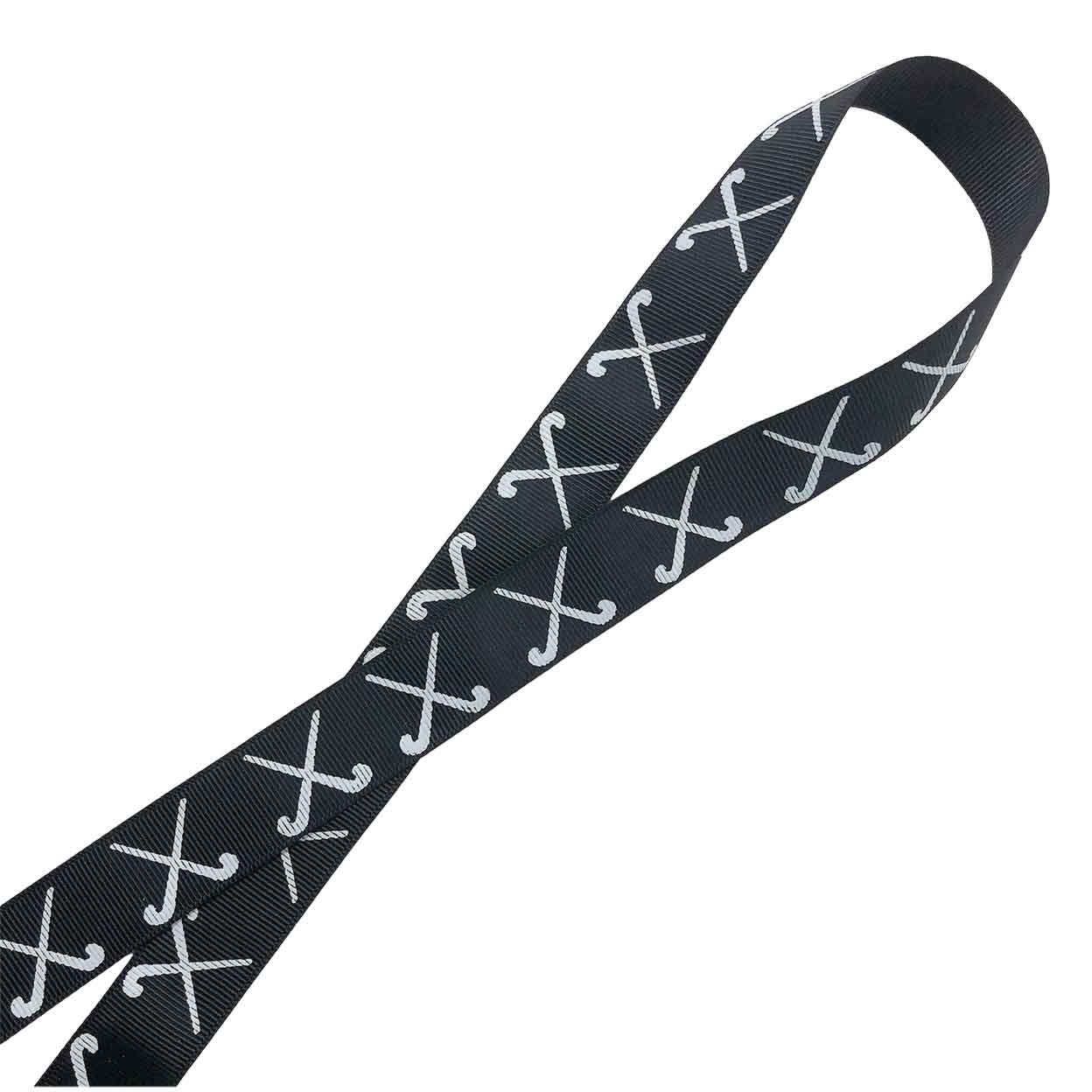 Black Field Hockey Printed Grosgrain Ribbon-By-The-Yard