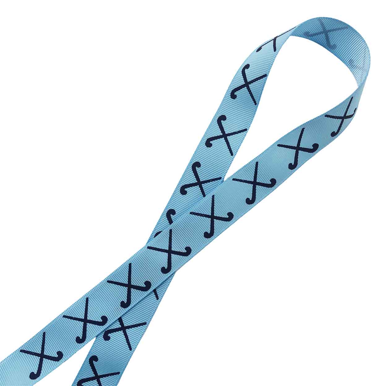 Light Blue Field Hockey Printed Grosgrain Ribbon-By-The-Yard