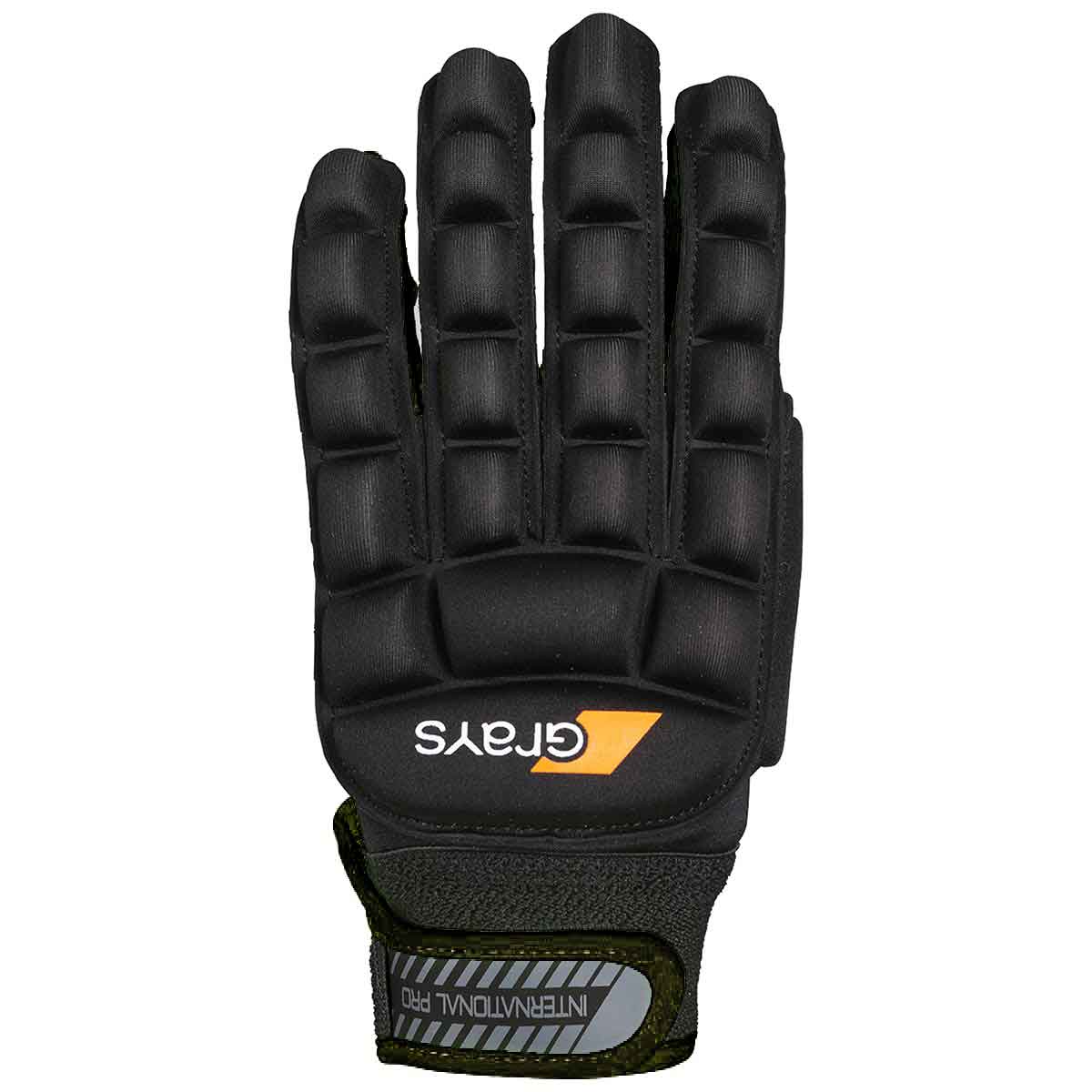 back view of the black right hand Grays International Pro Field Hockey Glove