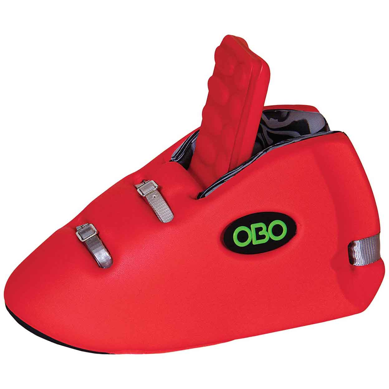 side of a red OBO Robo Hi-Rebound Field Hockey Goalkeeping Kicker