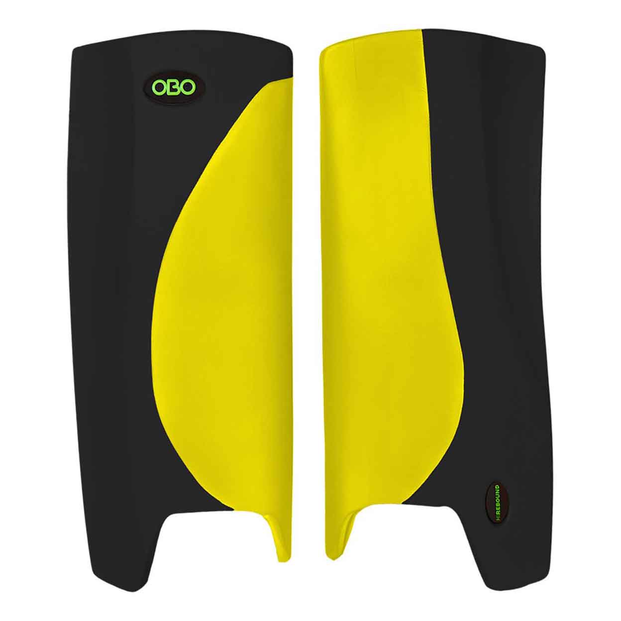OBO Robo Hi-Rebound Field Hockey Goalkeeping Legguards in yellow and black