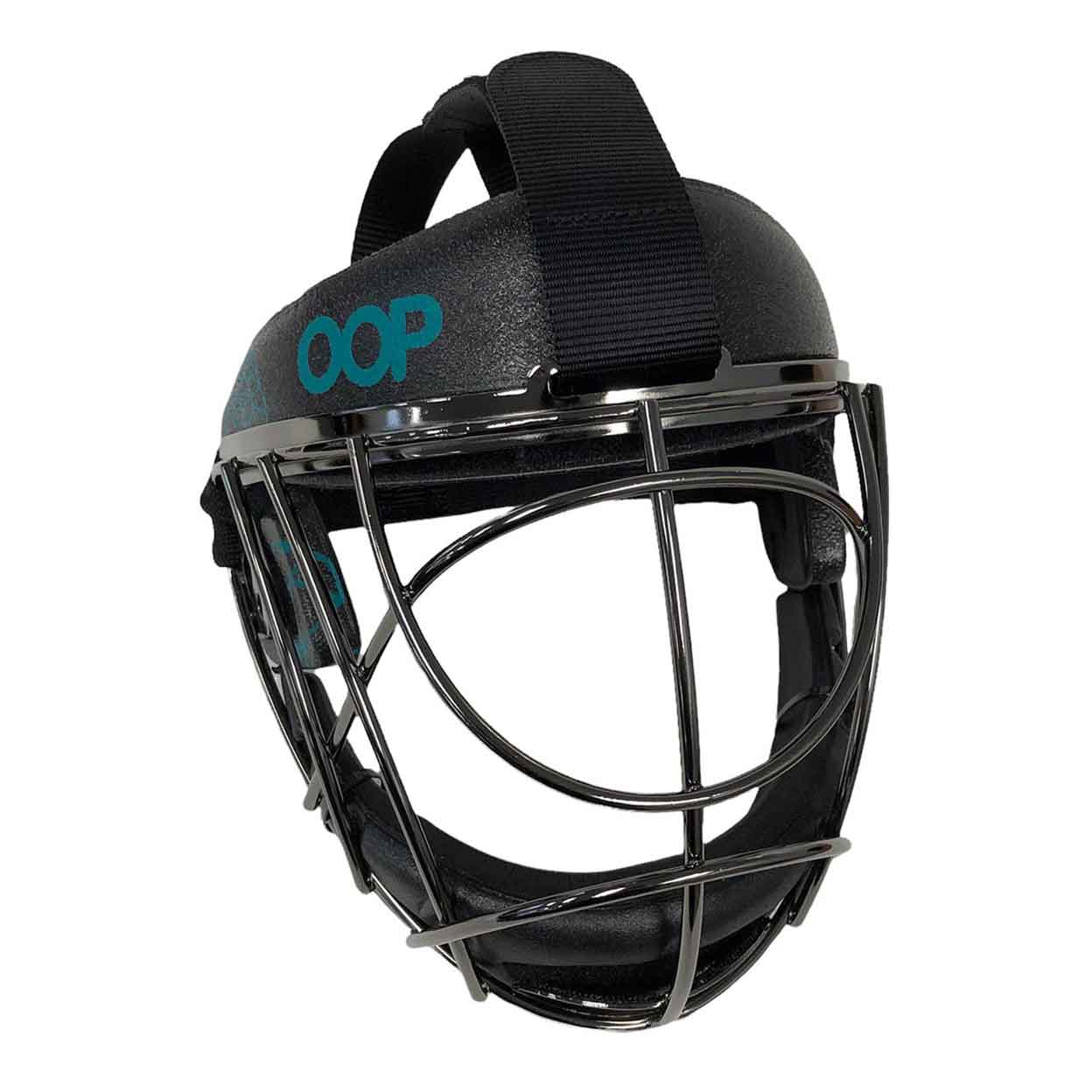 Angled view of the Obo Faceoff Steel Face Mask