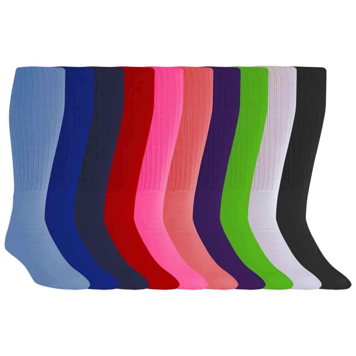 multiple colors of Over-The-Calf Tube Socks