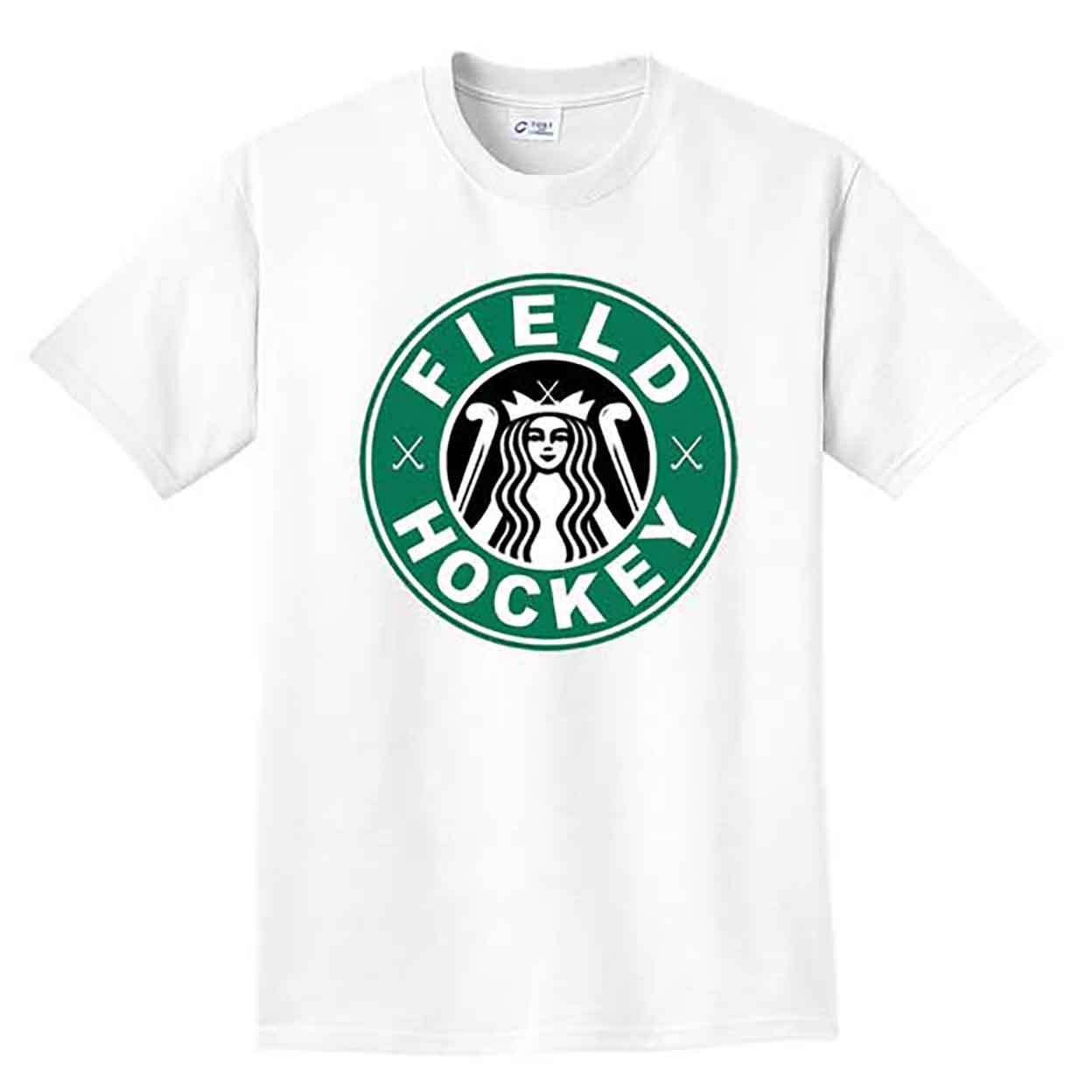 a take on the starbucks coffee logo Field Hockey Addict Unisex Tee