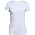 Front of the white Under Armour Ladies Short Sleeve Locker Tee